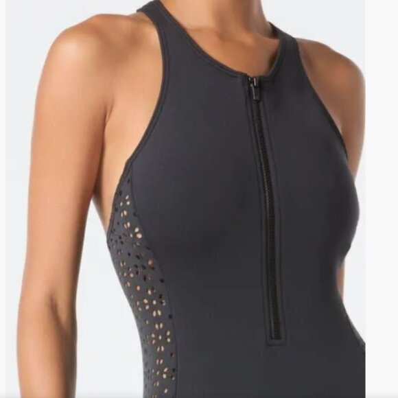 MICHAEL KORS Scuba Zip Swimsuit Womens 6 Black One Piece Bathing Suit NWT - Picture 3 of 16